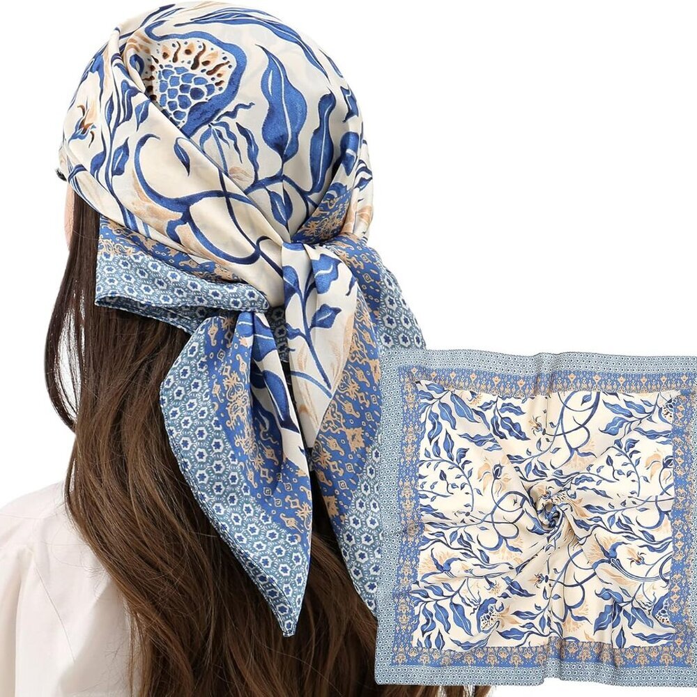 RIIQIICHY Women Head Hair Scarf Like Satin Silk Scarf Sleeping Hair Wrapping Nig